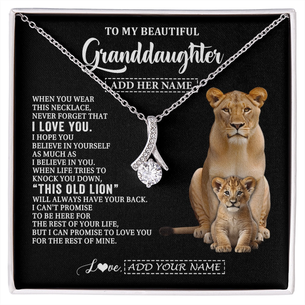 Alluring Beauty Necklace 14K White Gold Finish | 1 | Personalized To My Granddaughter Gifts From Grandma Gigi Necklace This Old Lion Love You Granddaughter Birthday Gifts Christmas Custom Gift Box Message Card | https://siriusteestore.