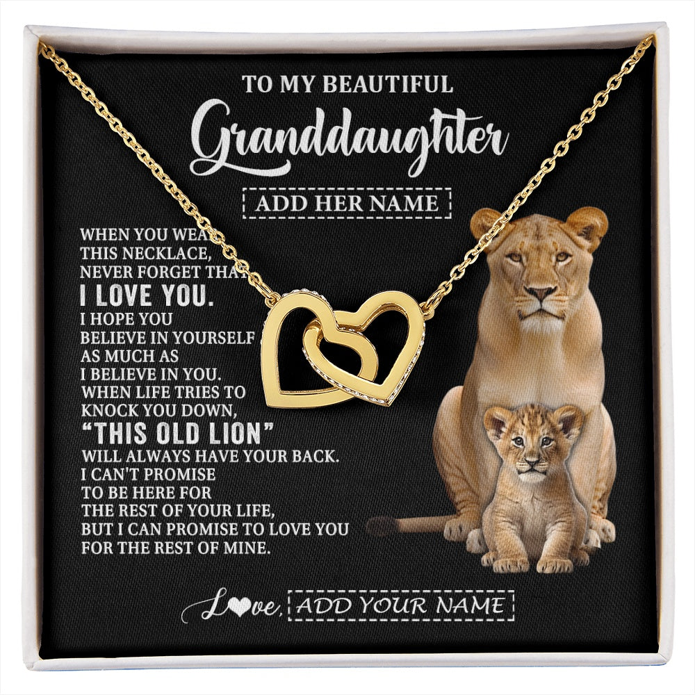 Interlocking Hearts Necklace 18K Yellow Gold Finish | 1 | Personalized To My Granddaughter Gifts From Grandma Gigi Necklace This Old Lion Love You Granddaughter Birthday Gifts Christmas Custom Gift Box Message Card | https://siriusteestore.