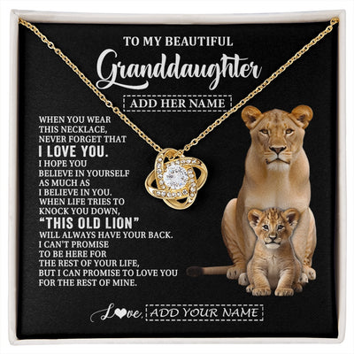 Love Knot Necklace 18K Yellow Gold Finish | 1 | Personalized To My Granddaughter Gifts From Grandma Gigi Necklace This Old Lion Love You Granddaughter Birthday Gifts Christmas Custom Gift Box Message Card | https://siriusteestore.
