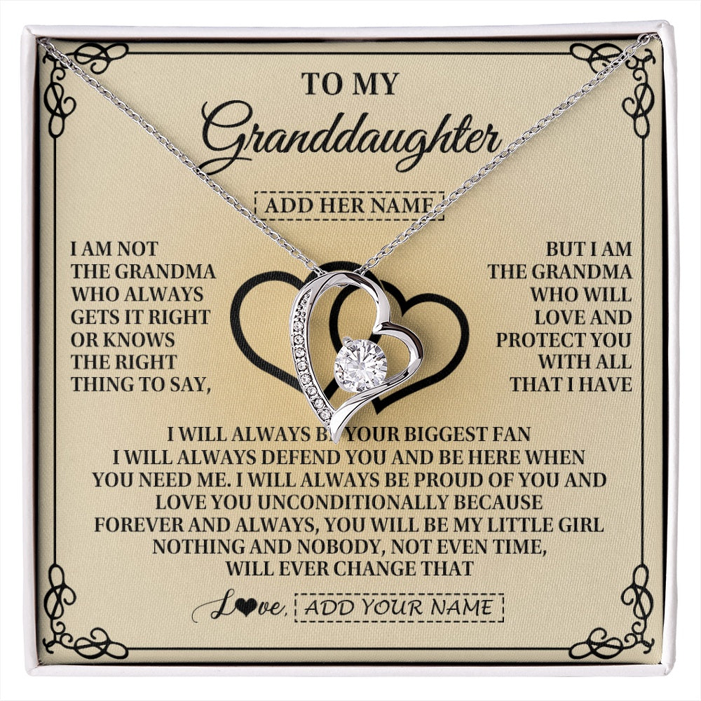 Forever Love Necklace 14K White Gold Finish | 1 | Personalized To My Granddaughter Gifts From Grandma Granddaughter Birthday Gifts Jewelry Women Granddaughter Pendant Necklace Christmas Gift Box Message Card | https://siriusteestore.