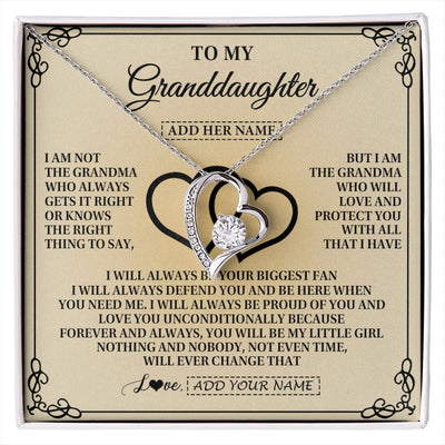 Forever Love Necklace 14K White Gold Finish | 1 | Personalized To My Granddaughter Gifts From Grandma Granddaughter Birthday Gifts Jewelry Women Granddaughter Pendant Necklace Christmas Gift Box Message Card | https://siriusteestore.