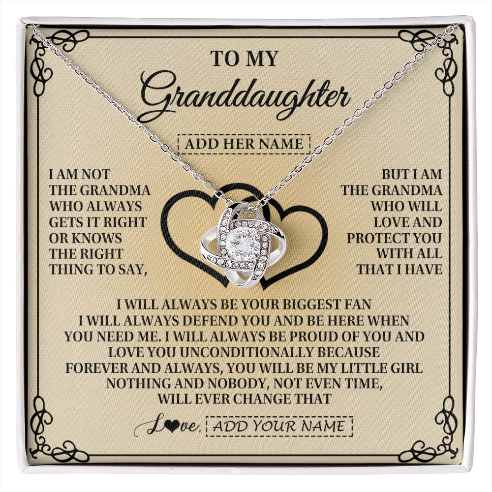 Love Knot Necklace 14K White Gold Finish | 1 | Personalized To My Granddaughter Gifts From Grandma Granddaughter Birthday Gifts Jewelry Women Granddaughter Pendant Necklace Christmas Gift Box Message Card | https://siriusteestore.