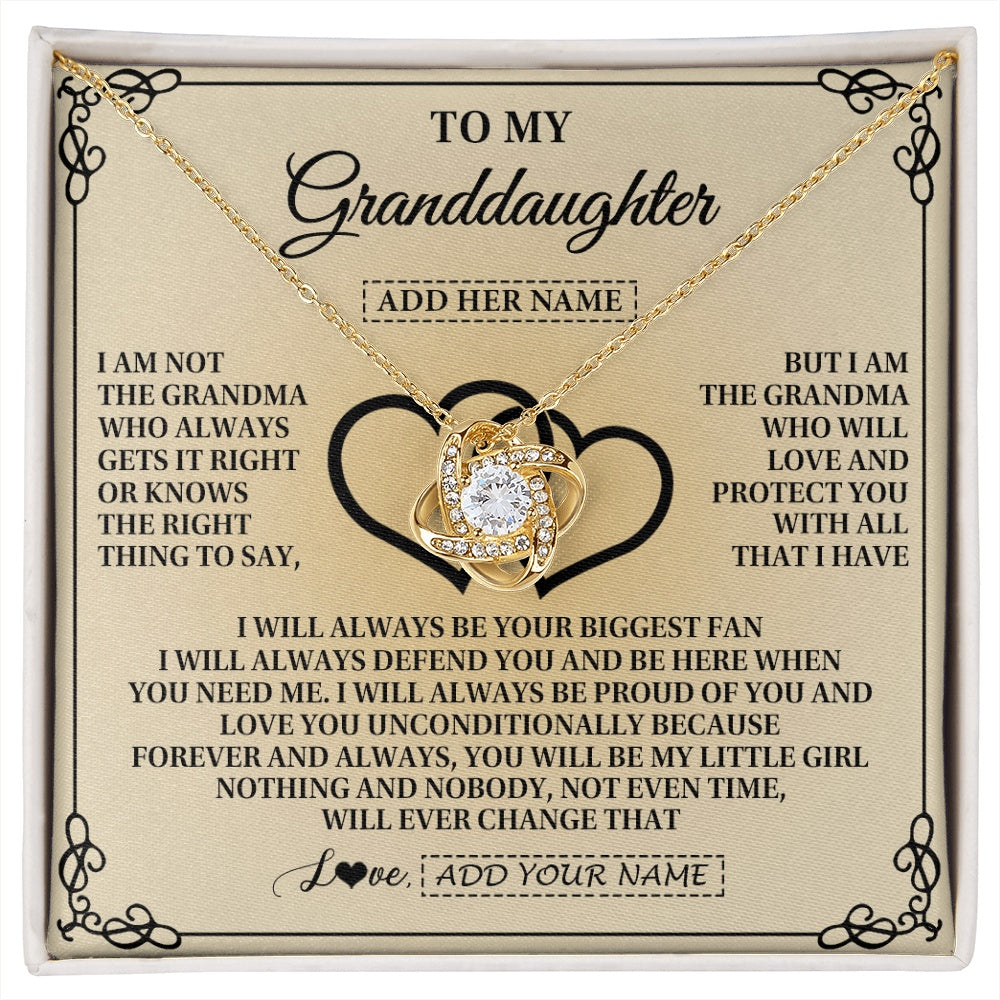 Love Knot Necklace 18K Yellow Gold Finish | 1 | Personalized To My Granddaughter Gifts From Grandma Granddaughter Birthday Gifts Jewelry Women Granddaughter Pendant Necklace Christmas Gift Box Message Card | https://siriusteestore.