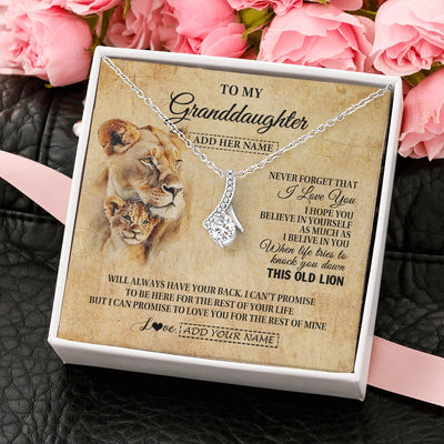 Alluring Beauty Necklace 14K White Gold Finish | 2 | Personalized To My Granddaughter Gifts From Grandma Lion Necklace I Love You Granddaughter Birthday Gifts Graduation Christmas Custom Gift Box Message Card | siriusteestore.myshopify