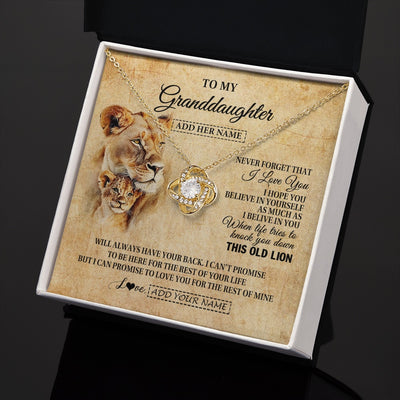 Love Knot Necklace 18K Yellow Gold Finish | 2 | Personalized To My Granddaughter Gifts From Grandma Lion Necklace I Love You Granddaughter Birthday Gifts Graduation Christmas Custom Gift Box Message Card | siriusteestore.myshopify