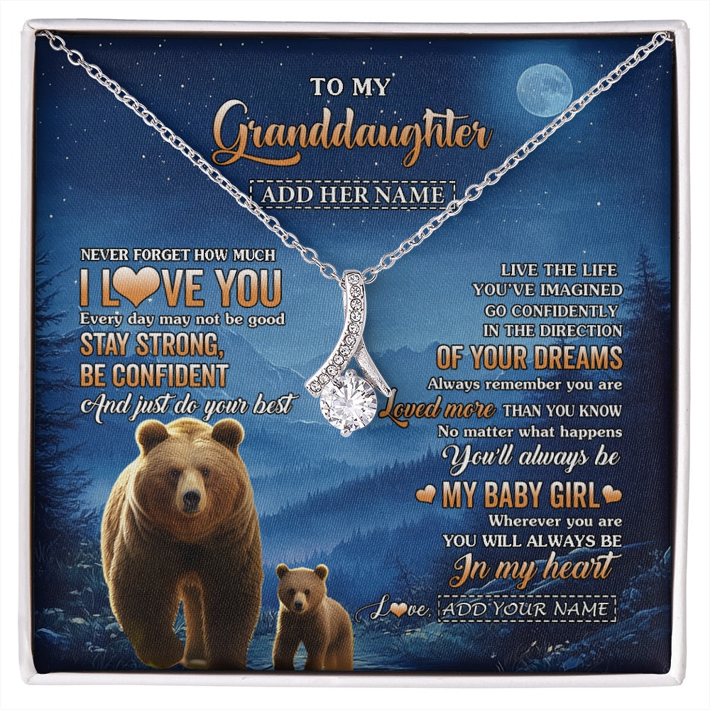 Alluring Beauty Necklace 14K White Gold Finish | 1 | Personalized To My Granddaughter Gifts From Grandma Necklace Bear Never Forget How Much I Love You Granddaughter Birthday Christmas Gift Box Message Card | siriusteestore.myshopify