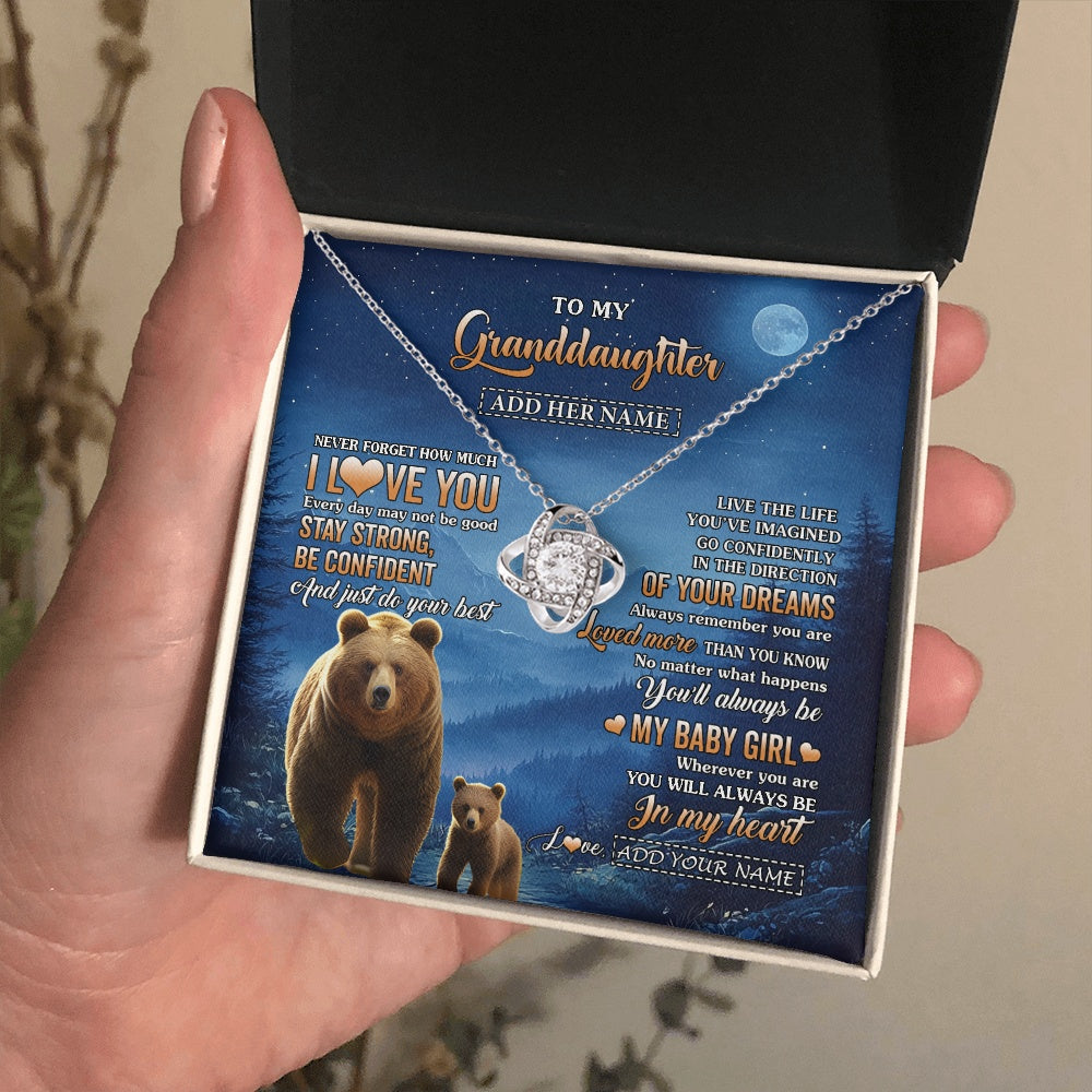 Love Knot Necklace 14K White Gold Finish | 2 | Personalized To My Granddaughter Gifts From Grandma Necklace Bear Never Forget How Much I Love You Granddaughter Birthday Christmas Gift Box Message Card | siriusteestore.myshopify