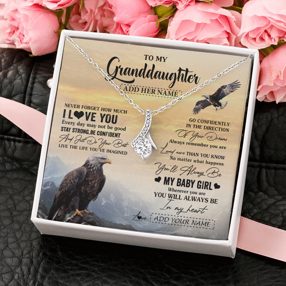 Alluring Beauty Necklace 14K White Gold Finish | 2 | Personalized To My Granddaughter Gifts From Grandma Necklace Eagle Never Forget How Much I Love You Granddaughter Birthday Christmas Gift Box Message Card | siriusteestore.myshopify
