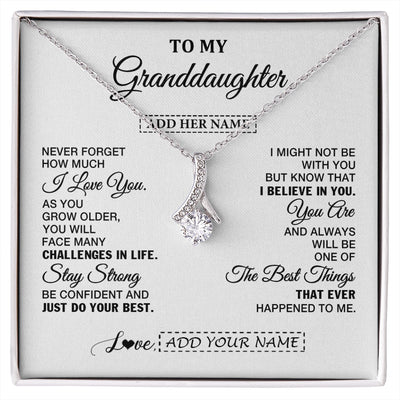 Alluring Beauty Necklace 14K White Gold Finish | 1 | Personalized To My Granddaughter Gifts From Grandma Necklace I Love You Thoughtful Keepsake Gift Granddaughter Birthday Christmas Custom Gift Box Message Card | https://siriusteestore.