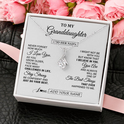 Alluring Beauty Necklace 14K White Gold Finish | 2 | Personalized To My Granddaughter Gifts From Grandma Necklace I Love You Thoughtful Keepsake Gift Granddaughter Birthday Christmas Custom Gift Box Message Card | https://siriusteestore.