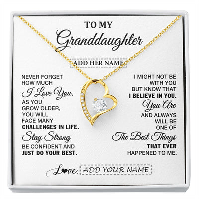 Forever Love Necklace 18K Yellow Gold Finish | 1 | Personalized To My Granddaughter Gifts From Grandma Necklace I Love You Thoughtful Keepsake Gift Granddaughter Birthday Christmas Custom Gift Box Message Card | https://siriusteestore.