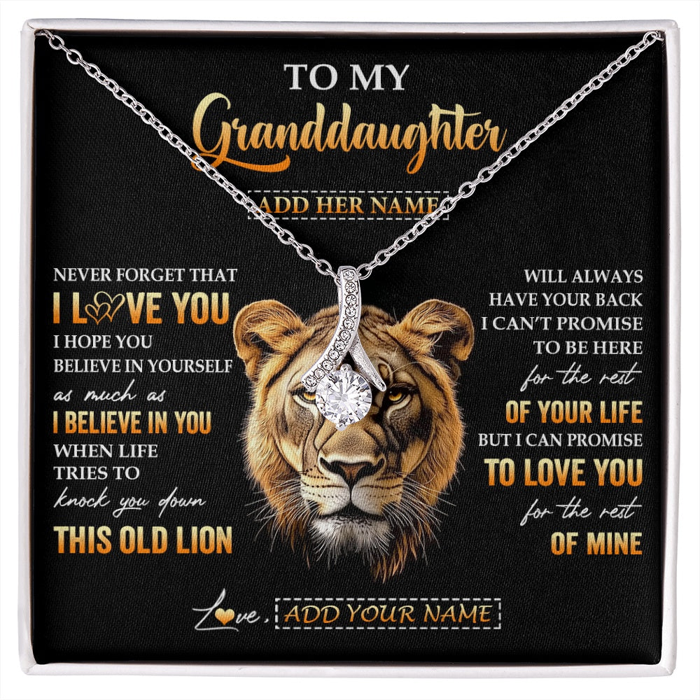 Alluring Beauty Necklace 14K White Gold Finish | 1 | Personalized To My Granddaughter Gifts From Grandma Necklace Old Lion Love You Granddaughter Birthday Gifts Graduation Christmas Custom Gift Box Message Card | siriusteestore.myshopify