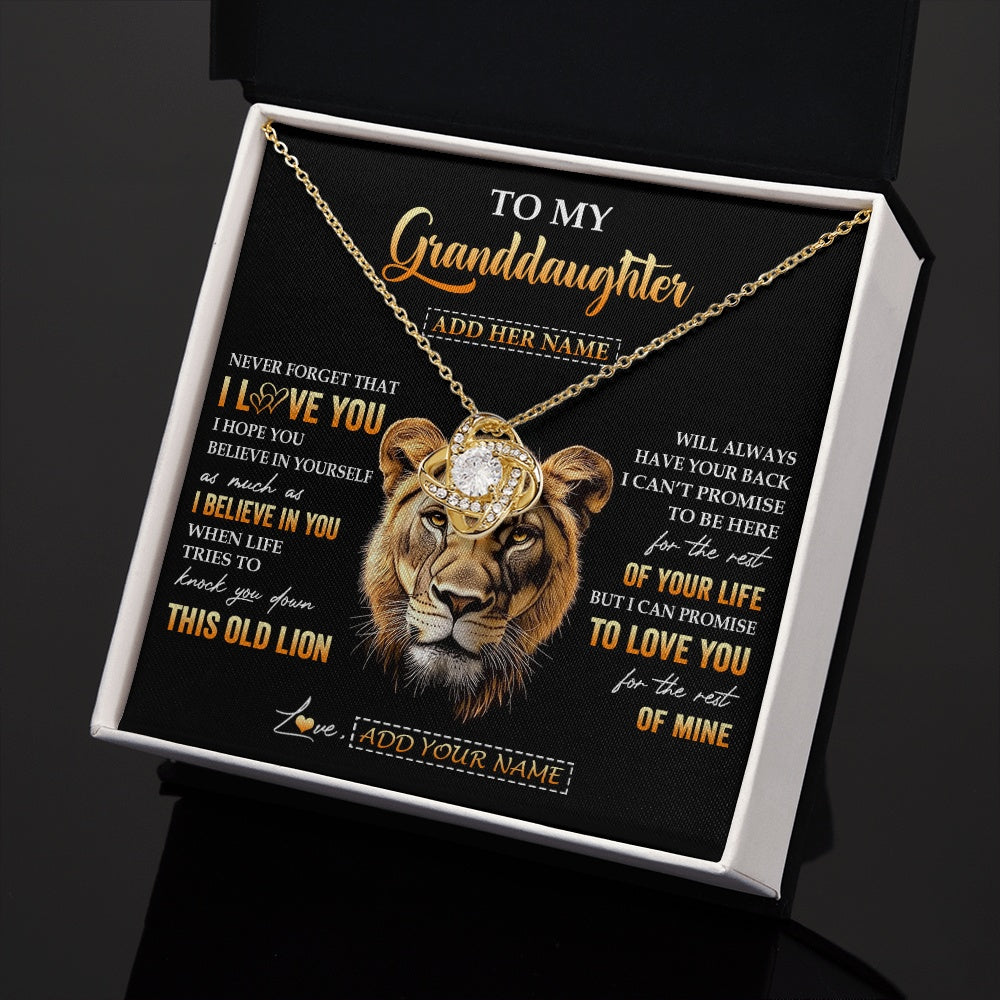 Love Knot Necklace 18K Yellow Gold Finish | 2 | Personalized To My Granddaughter Gifts From Grandma Necklace Old Lion Love You Granddaughter Birthday Gifts Graduation Christmas Custom Gift Box Message Card | siriusteestore.myshopify