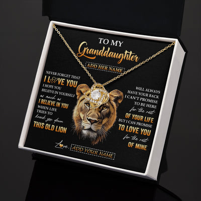 Love Knot Necklace 18K Yellow Gold Finish | 2 | Personalized To My Granddaughter Gifts From Grandma Necklace Old Lion Love You Granddaughter Birthday Gifts Graduation Christmas Custom Gift Box Message Card | siriusteestore.myshopify