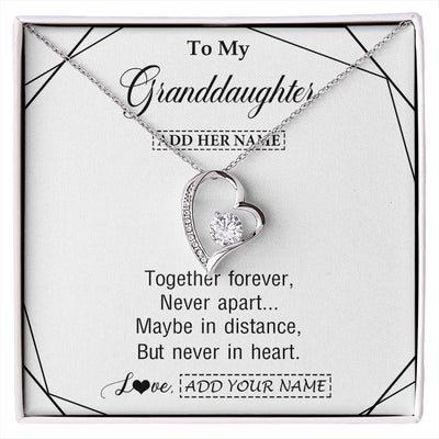 Forever Love Necklace 14K White Gold Finish | 1 | Personalized To My Granddaughter Gifts From Grandma Necklace Together Forever With Heartfelt Message Granddaughter Birthday Christmas Gift Box Message Card | https://siriusteestore.