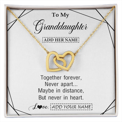 Interlocking Hearts Necklace 18K Yellow Gold Finish | 1 | Personalized To My Granddaughter Gifts From Grandma Necklace Together Forever With Heartfelt Message Granddaughter Birthday Christmas Gift Box Message Card | https://siriusteestore.