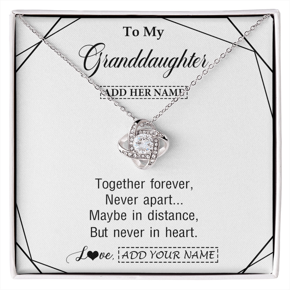 Love Knot Necklace 14K White Gold Finish | 1 | Personalized To My Granddaughter Gifts From Grandma Necklace Together Forever With Heartfelt Message Granddaughter Birthday Christmas Gift Box Message Card | https://siriusteestore.