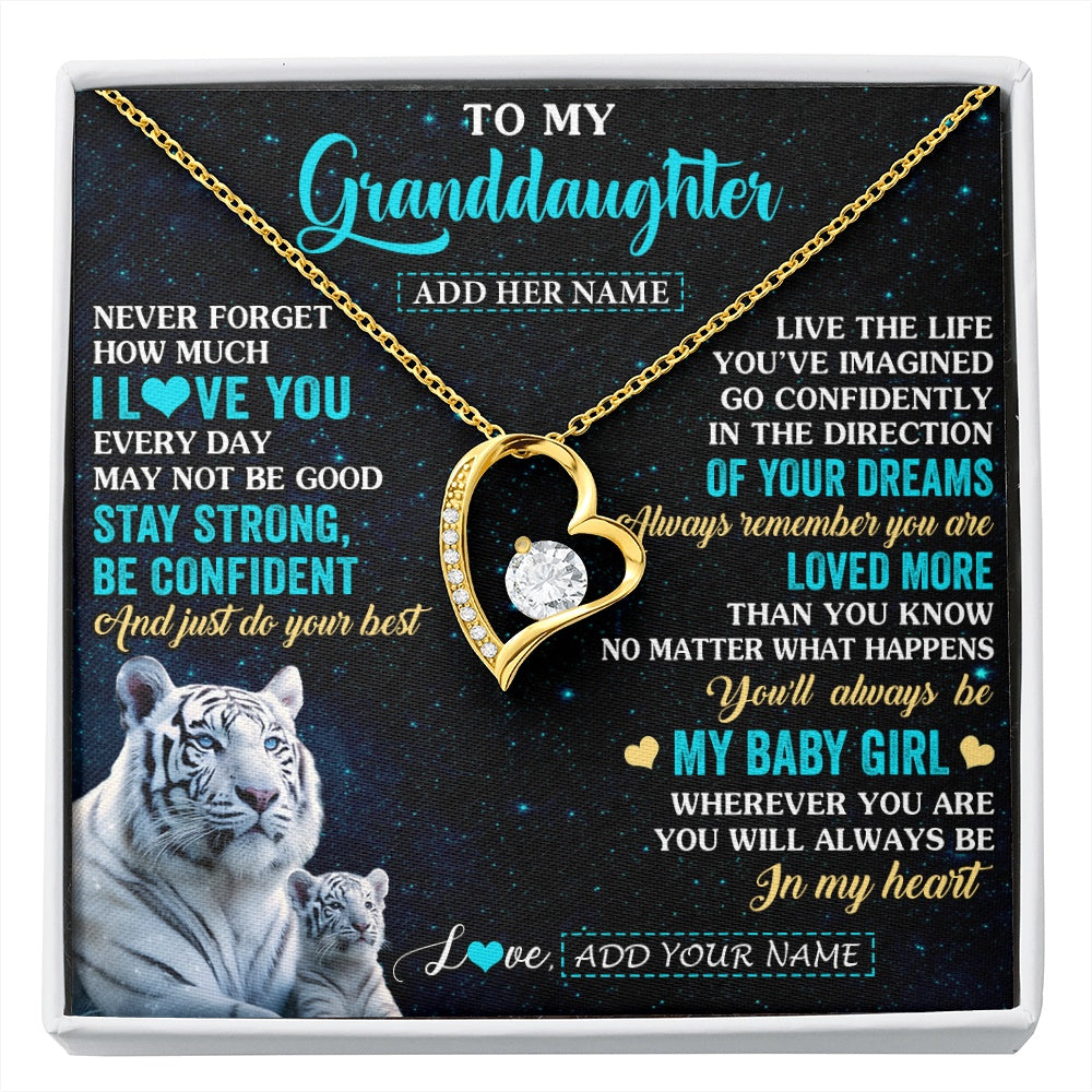 Forever Love Necklace 18K Yellow Gold Finish | 1 | Personalized To My Granddaughter Gifts From Grandma Necklace White Tiger Never Forget How Much I Love You Granddaughter Birthday Gift Box Message Card | siriusteestore.myshopify