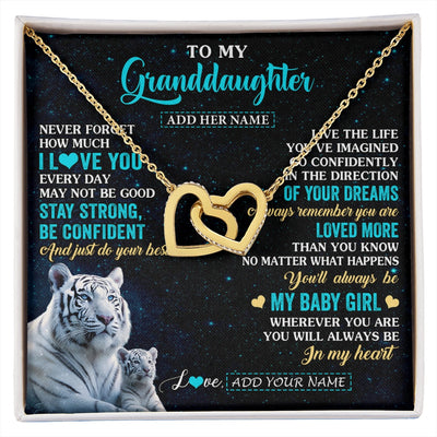 Interlocking Hearts Necklace 18K Yellow Gold Finish | 1 | Personalized To My Granddaughter Gifts From Grandma Necklace White Tiger Never Forget How Much I Love You Granddaughter Birthday Gift Box Message Card | siriusteestore.myshopify