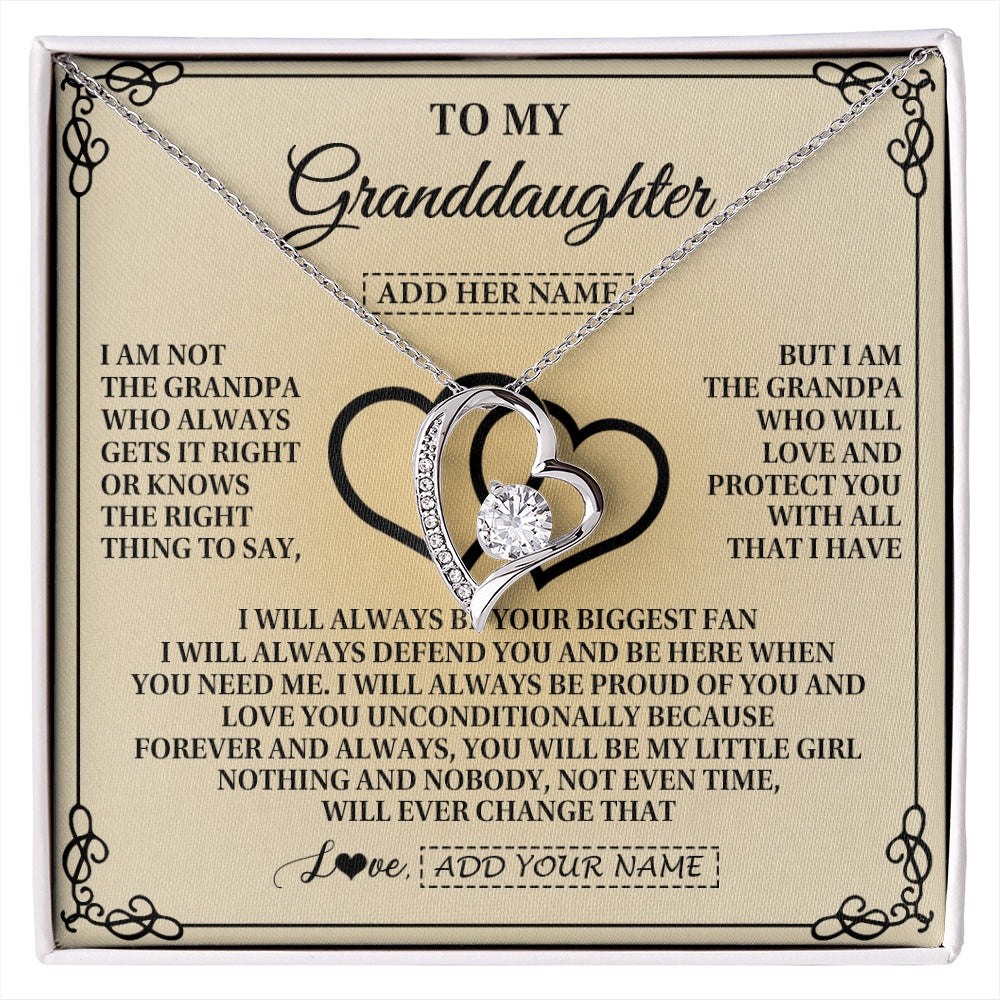 Forever Love Necklace 14K White Gold Finish | 1 | Personalized To My Granddaughter Gifts From Grandpa Granddaughter Birthday Gifts Jewelry Women Granddaughter Pendant Necklace Christmas Gift Box Message Card | https://siriusteestore.