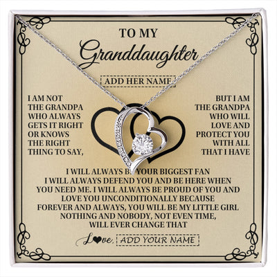Forever Love Necklace 14K White Gold Finish | 1 | Personalized To My Granddaughter Gifts From Grandpa Granddaughter Birthday Gifts Jewelry Women Granddaughter Pendant Necklace Christmas Gift Box Message Card | https://siriusteestore.