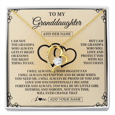 Forever Love Necklace 18K Yellow Gold Finish | 1 | Personalized To My Granddaughter Gifts From Grandpa Granddaughter Birthday Gifts Jewelry Women Granddaughter Pendant Necklace Christmas Gift Box Message Card | https://siriusteestore.