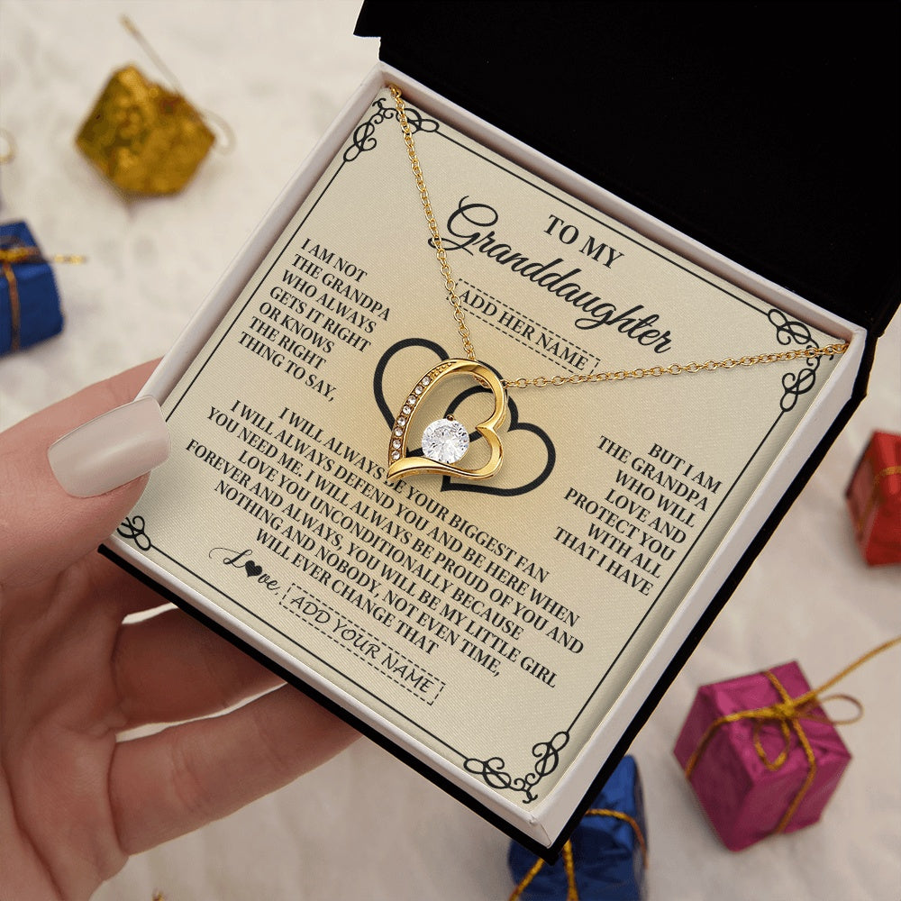Forever Love Necklace 18K Yellow Gold Finish | 2 | Personalized To My Granddaughter Gifts From Grandpa Granddaughter Birthday Gifts Jewelry Women Granddaughter Pendant Necklace Christmas Gift Box Message Card | https://siriusteestore.