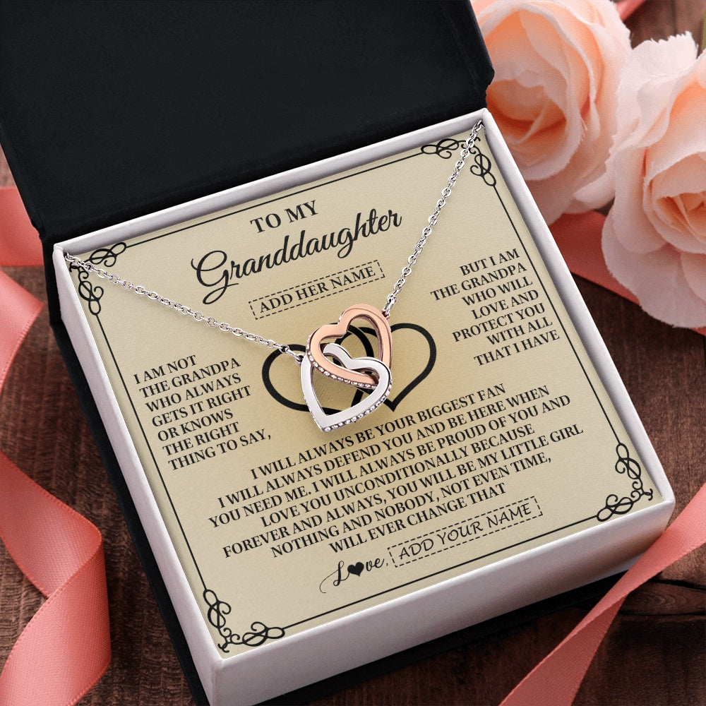 Interlocking Hearts Necklace Stainless Steel & Rose Gold Finish | 2 | Personalized To My Granddaughter Gifts From Grandpa Granddaughter Birthday Gifts Jewelry Women Granddaughter Pendant Necklace Christmas Gift Box Message Card | https://siriusteestore.