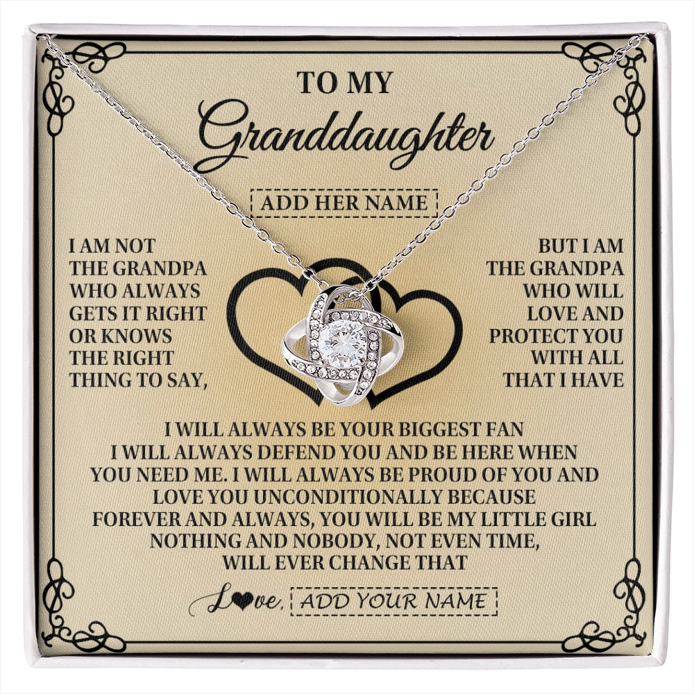 Love Knot Necklace 14K White Gold Finish | 1 | Personalized To My Granddaughter Gifts From Grandpa Granddaughter Birthday Gifts Jewelry Women Granddaughter Pendant Necklace Christmas Gift Box Message Card | https://siriusteestore.