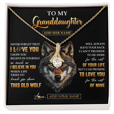 Alluring Beauty Necklace 18K Yellow Gold Finish | 1 | Personalized To My Granddaughter Gifts From Grandpa Grandma Necklace Old Wolf Love You Granddaughter Birthday Gifts Graduation Christmas Gift Box Message Card | siriusteestore