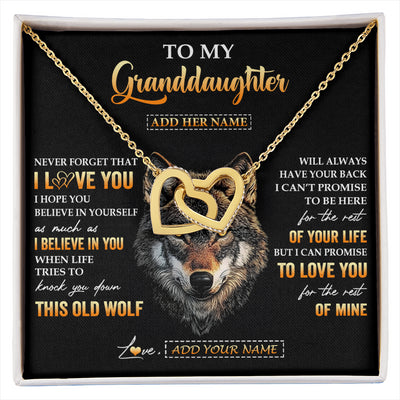 Interlocking Hearts Necklace 18K Yellow Gold Finish | 1 | Personalized To My Granddaughter Gifts From Grandpa Grandma Necklace Old Wolf Love You Granddaughter Birthday Gifts Graduation Christmas Gift Box Message Card | siriusteestore