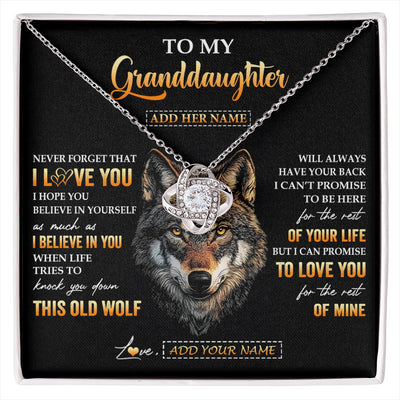 Love Knot Necklace 14K White Gold Finish | 1 | Personalized To My Granddaughter Gifts From Grandpa Grandma Necklace Old Wolf Love You Granddaughter Birthday Gifts Graduation Christmas Gift Box Message Card | siriusteestore