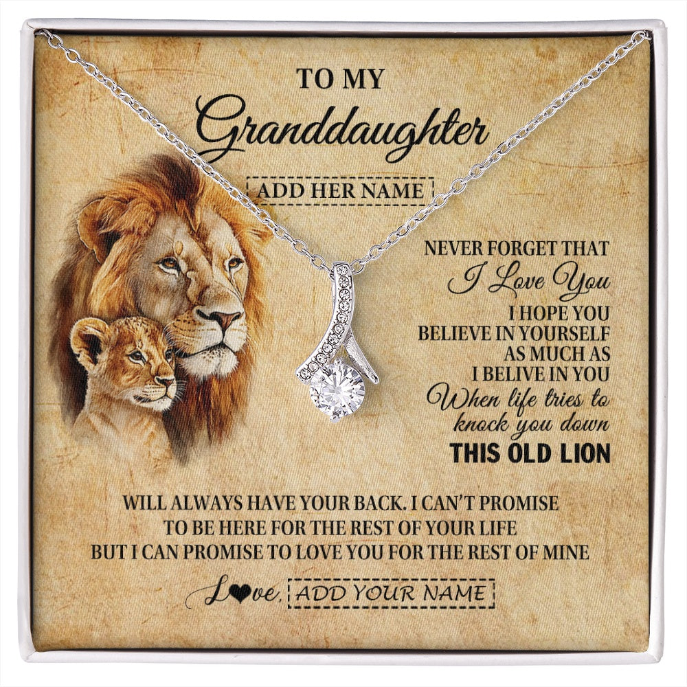 Alluring Beauty Necklace 14K White Gold Finish | 1 | Personalized To My Granddaughter Gifts From Grandpa Lion Necklace I Love You Granddaughter Birthday Gifts Graduation Christmas Custom Gift Box Message Card | siriusteestore.myshopify