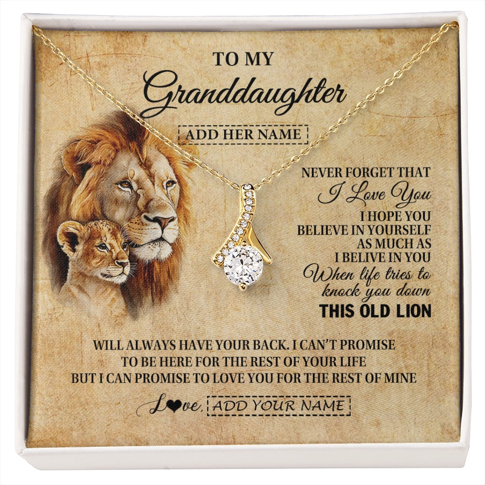 Alluring Beauty Necklace 18K Yellow Gold Finish | 1 | Personalized To My Granddaughter Gifts From Grandpa Lion Necklace I Love You Granddaughter Birthday Gifts Graduation Christmas Custom Gift Box Message Card | siriusteestore.myshopify