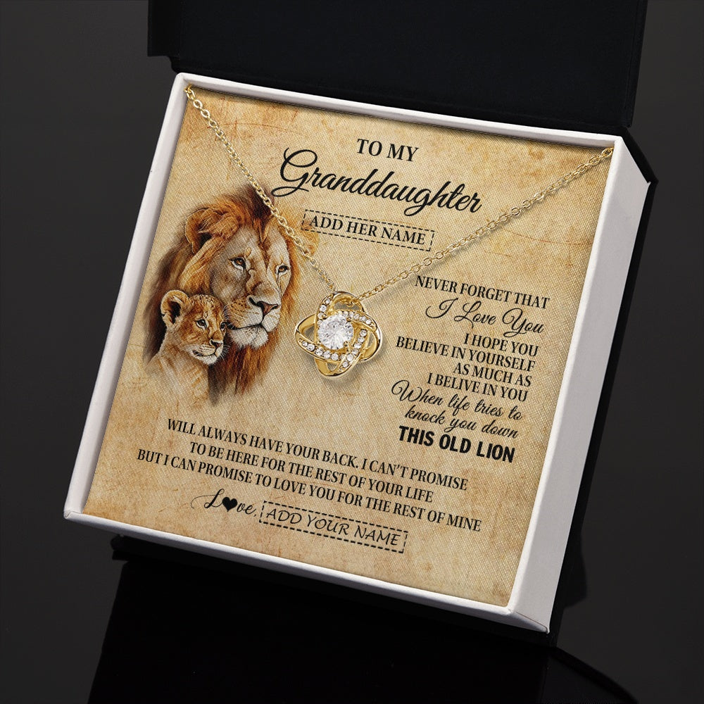 Love Knot Necklace 18K Yellow Gold Finish | 2 | Personalized To My Granddaughter Gifts From Grandpa Lion Necklace I Love You Granddaughter Birthday Gifts Graduation Christmas Custom Gift Box Message Card | siriusteestore.myshopify