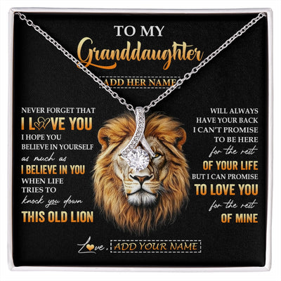 Alluring Beauty Necklace 14K White Gold Finish | 1 | Personalized To My Granddaughter Gifts From Grandpa Necklace Old Lion Love You Granddaughter Birthday Gifts Graduation Christmas Custom Gift Box Message Card | siriusteestore.myshopify