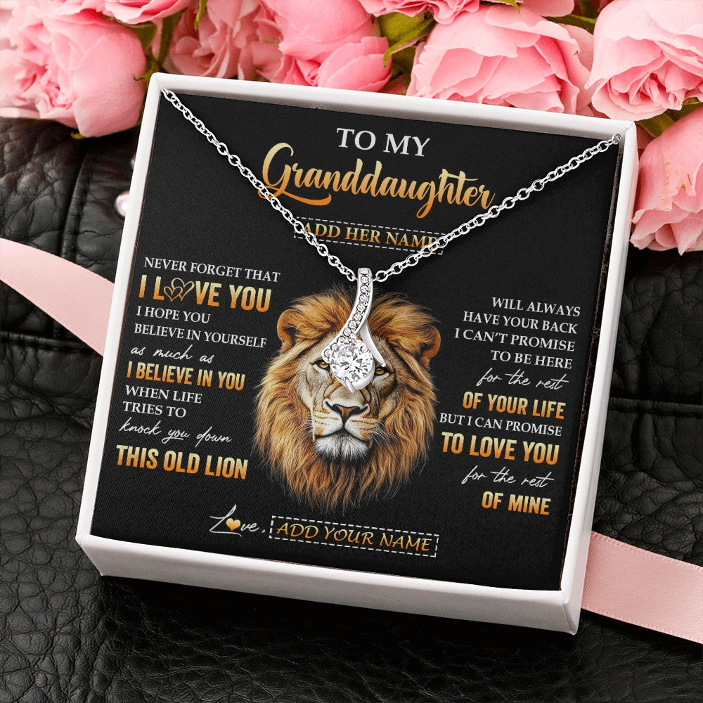 Alluring Beauty Necklace 14K White Gold Finish | 2 | Personalized To My Granddaughter Gifts From Grandpa Necklace Old Lion Love You Granddaughter Birthday Gifts Graduation Christmas Custom Gift Box Message Card | siriusteestore.myshopify