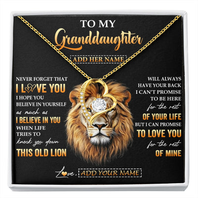 Forever Love Necklace 18K Yellow Gold Finish | 1 | Personalized To My Granddaughter Gifts From Grandpa Necklace Old Lion Love You Granddaughter Birthday Gifts Graduation Christmas Custom Gift Box Message Card | siriusteestore.myshopify