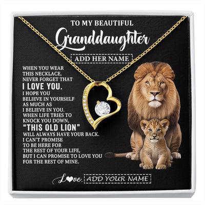 Forever Love Necklace 18K Yellow Gold Finish | 1 | Personalized To My Granddaughter Gifts From Papa Grandpa Necklace This Old Lion Love You Granddaughter Birthday Gifts Christmas Custom Gift Box Message Card | https://siriusteestore.