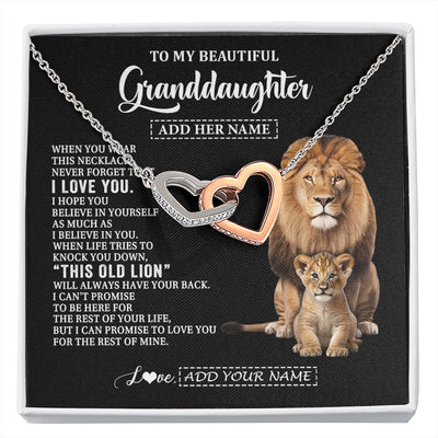Interlocking Hearts Necklace Stainless Steel & Rose Gold Finish | 1 | Personalized To My Granddaughter Gifts From Papa Grandpa Necklace This Old Lion Love You Granddaughter Birthday Gifts Christmas Custom Gift Box Message Card | https://siriusteestore.