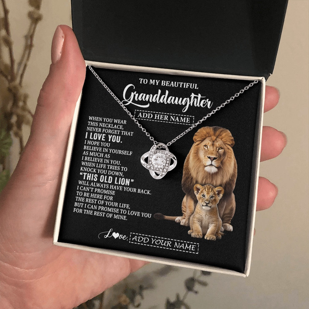 Love Knot Necklace 14K White Gold Finish | 2 | Personalized To My Granddaughter Gifts From Papa Grandpa Necklace This Old Lion Love You Granddaughter Birthday Gifts Christmas Custom Gift Box Message Card | https://siriusteestore.