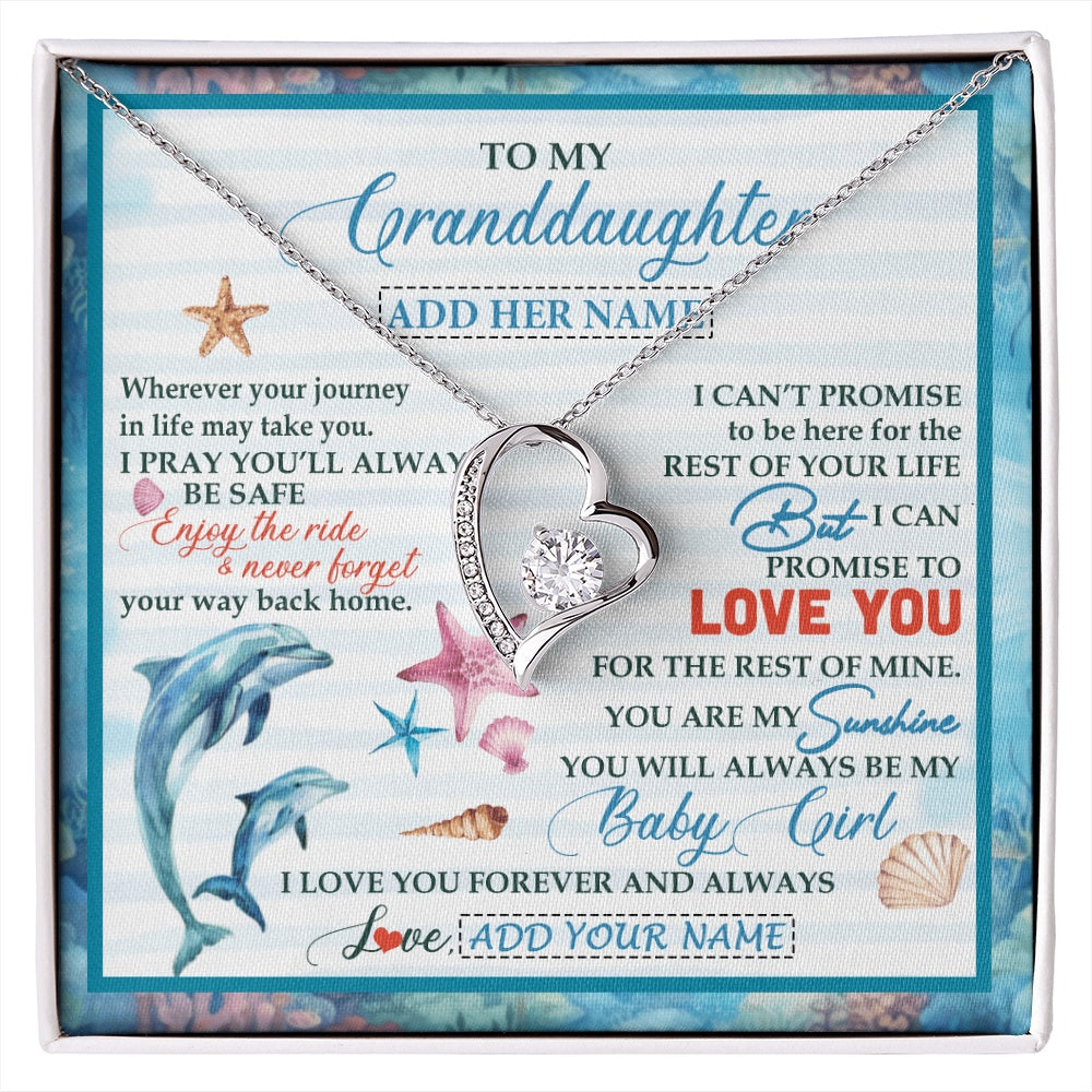 Forever Love Necklace 14K White Gold Finish | 1 | Personalized To My Granddaughter Gifts Necklace Dolphin From Grandma My Sunshine For Jewelry Granddaughter Birthday Gift Christmas Custom Gift Box Message Card | https://siriusteestore.