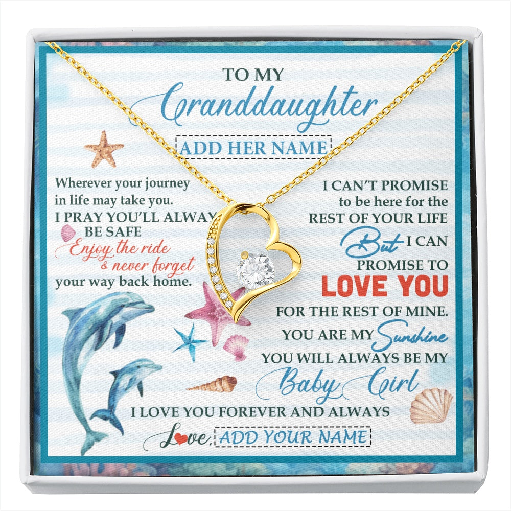 Forever Love Necklace 18K Yellow Gold Finish | 1 | Personalized To My Granddaughter Gifts Necklace Dolphin From Grandma My Sunshine For Jewelry Granddaughter Birthday Gift Christmas Custom Gift Box Message Card | https://siriusteestore.
