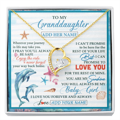 Forever Love Necklace 18K Yellow Gold Finish | 1 | Personalized To My Granddaughter Gifts Necklace Dolphin From Grandma My Sunshine For Jewelry Granddaughter Birthday Gift Christmas Custom Gift Box Message Card | https://siriusteestore.