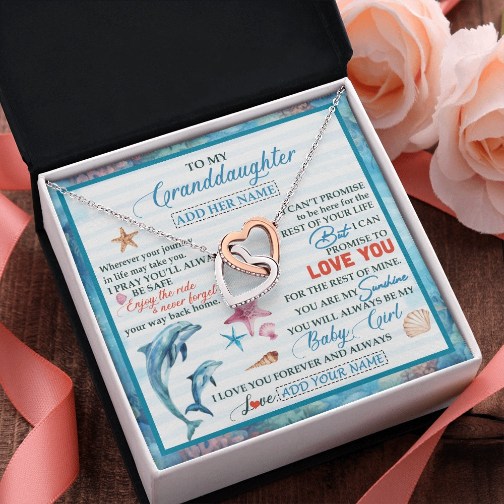 Interlocking Hearts Necklace Stainless Steel & Rose Gold Finish | 2 | Personalized To My Granddaughter Gifts Necklace Dolphin From Grandma My Sunshine For Jewelry Granddaughter Birthday Gift Christmas Custom Gift Box Message Card | https://siriusteestore.