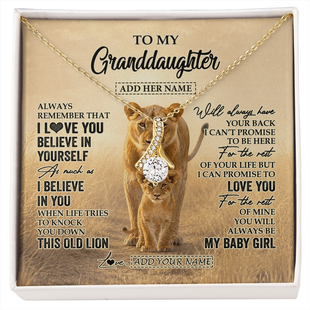 Alluring Beauty Necklace 18K Yellow Gold Finish | 1 | Personalized To My Granddaughter Gifts Necklace From Grandma Always Remember Lion Gifts For Granddaughter Birthday Graduation Christmas Gift Box Message Card | https://siriusteestore.