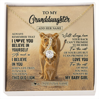 Alluring Beauty Necklace 18K Yellow Gold Finish | 1 | Personalized To My Granddaughter Gifts Necklace From Grandma Always Remember Lion Gifts For Granddaughter Birthday Graduation Christmas Gift Box Message Card | https://siriusteestore.
