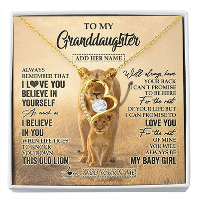 Forever Love Necklace 18K Yellow Gold Finish | 1 | Personalized To My Granddaughter Gifts Necklace From Grandma Always Remember Lion Gifts For Granddaughter Birthday Graduation Christmas Gift Box Message Card | https://siriusteestore.