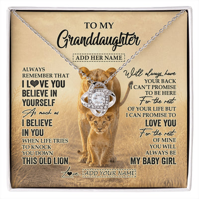 Love Knot Necklace 14K White Gold Finish | 1 | Personalized To My Granddaughter Gifts Necklace From Grandma Always Remember Lion Gifts For Granddaughter Birthday Graduation Christmas Gift Box Message Card | https://siriusteestore.