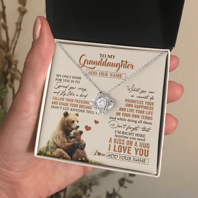 Love Knot Necklace 14K White Gold Finish | 2 | Personalized To My Granddaughter Gifts Necklace From Grandma Bear My Only Wish For You Granddaughter Birthday Gifts Graduation Christmas Gift Box Message Card | siriusteestore.myshopify